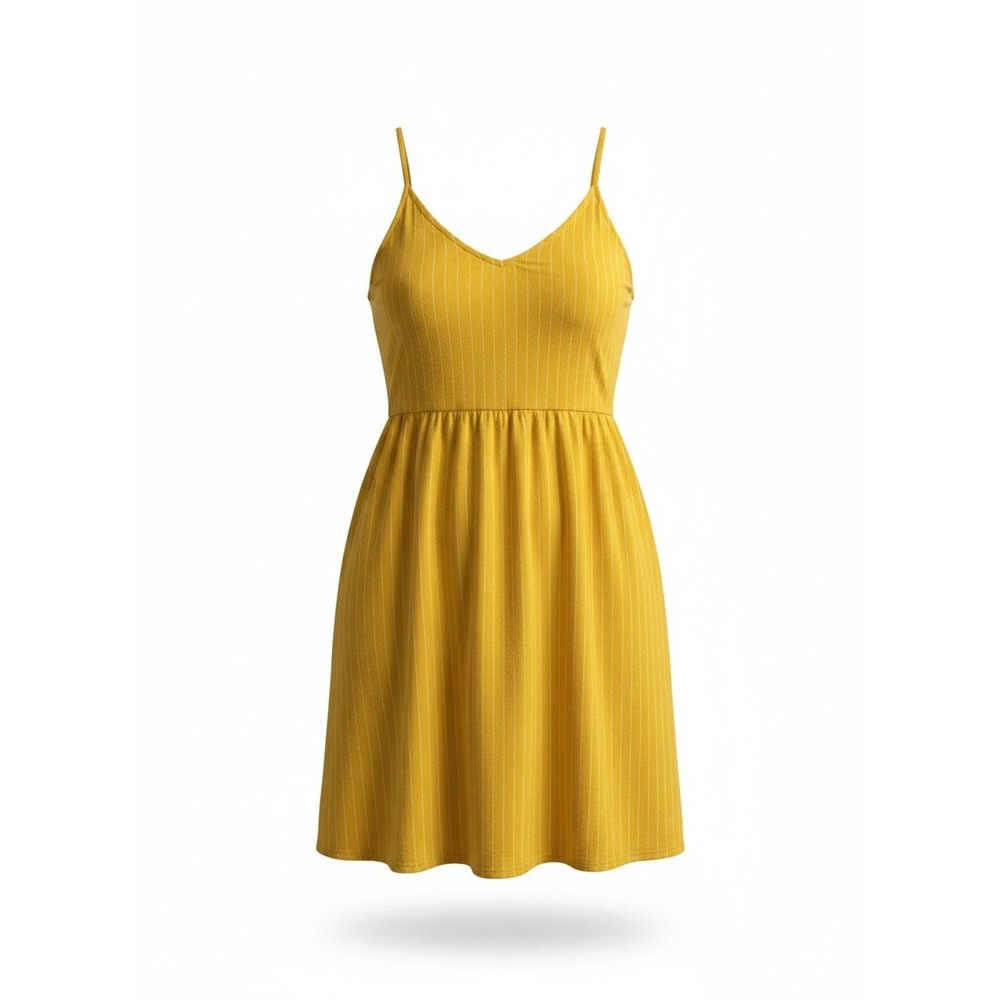Old Navy Yellow Stripe Empire Cami Dress XXL Smocked Back Cotton Rayon 390742-01
